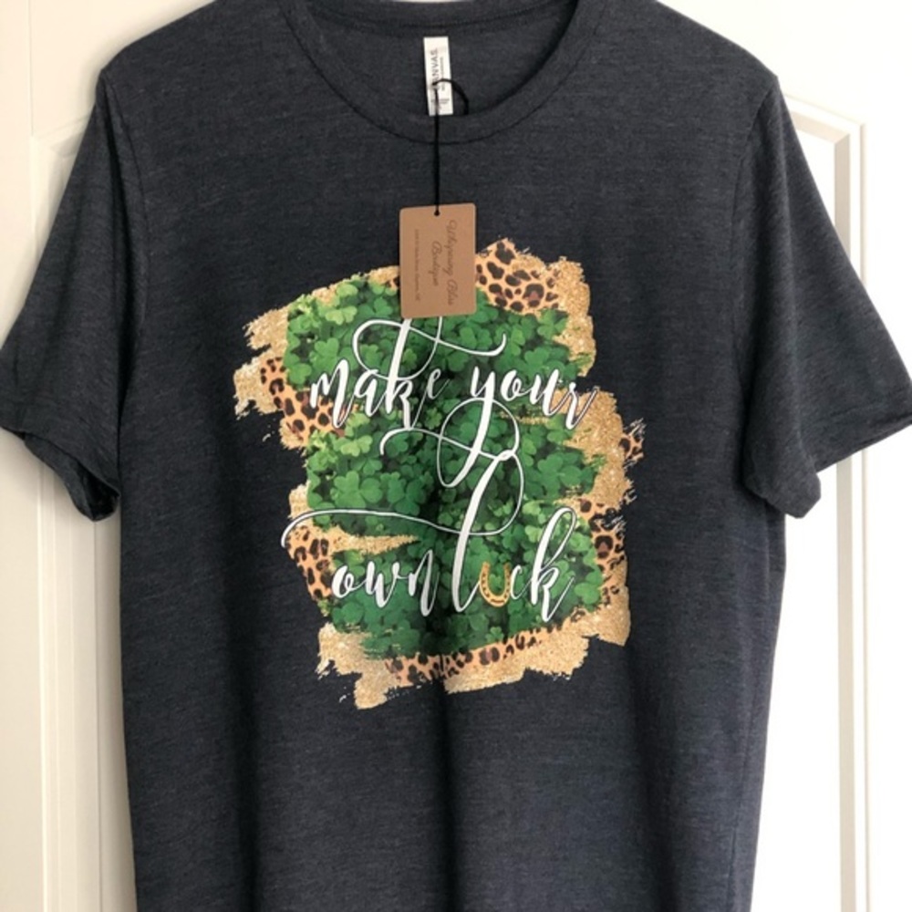 🍀 Navy Blue Animal Print Bella Canvas Heather T-Shirt Lucky Short Sleeve